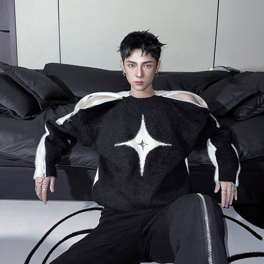 Star Pattern Oversize Knit Sweater WN25159