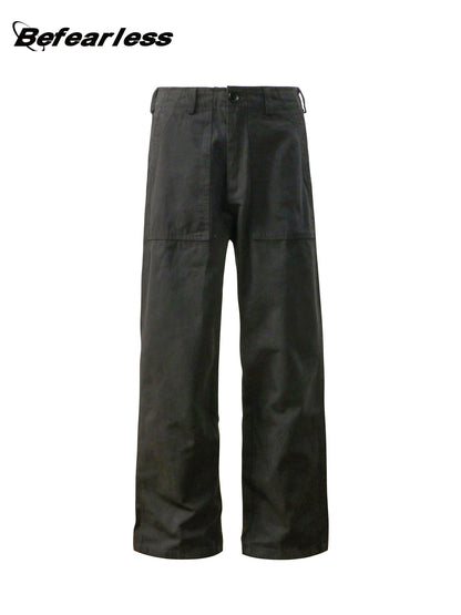 Washed Straight Wide Leg Work Pants WN26378