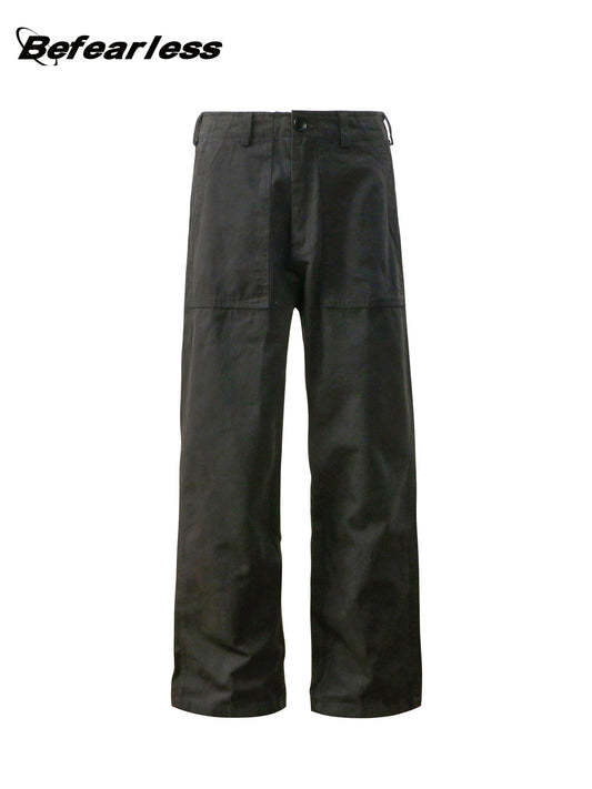 Washed Straight Wide Leg Work Pants WN26378