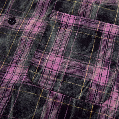 Washed Tie-Dye Plaid Short Sleeve Shirt WN25748