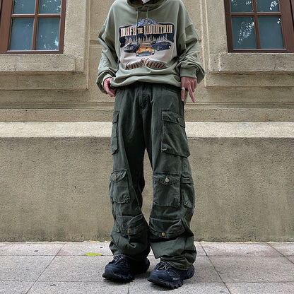 Multi-Pocket Straight Wide Leg Cargo Pants WN24384