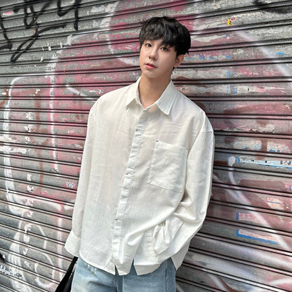 Draped Pocket Long Sleeve Shirt WN25174