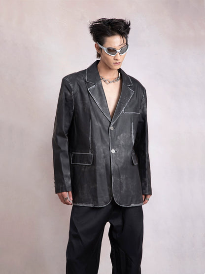 PU Leather Tailored Jacket WN9266