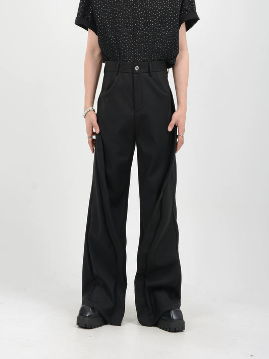 Pleats Split Wide-Leg Straight Trousers WN7142