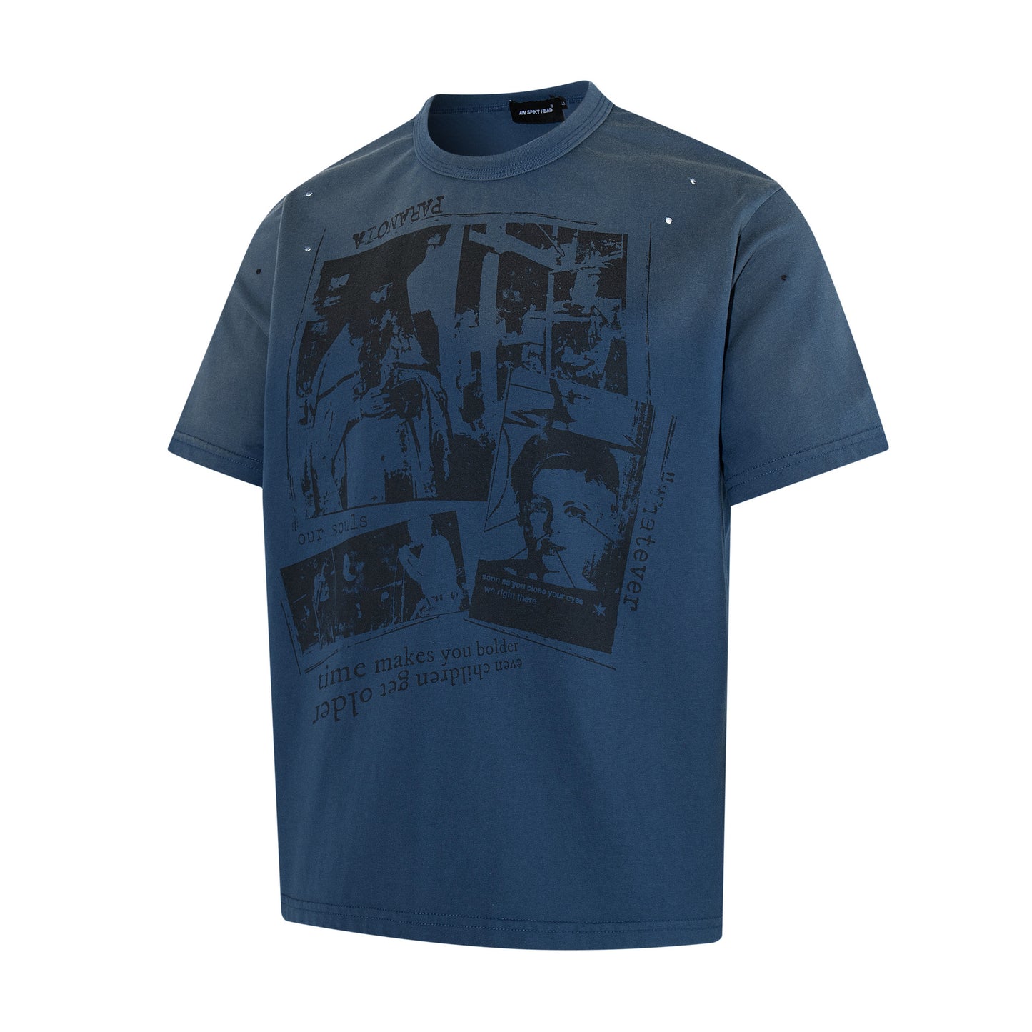 Portrait Print Damage Short Sleeve T-Shirt WN25455