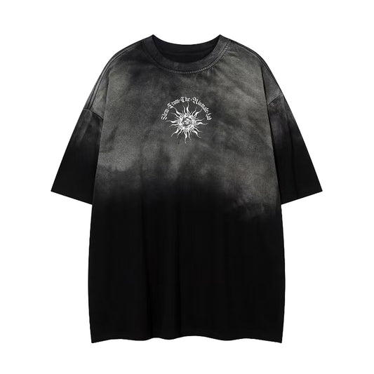 Gradient Gothic Statue Graphic Short Sleeve T-Shirt WN26960
