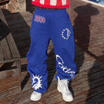 Wide Leg Graphic Print Sweat Pants WN27167