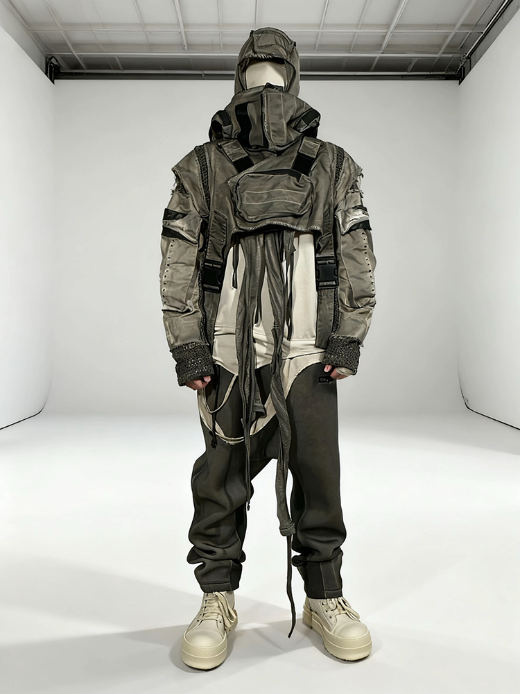 Deconstructed Detachable Hooded Short Jacket WN21999