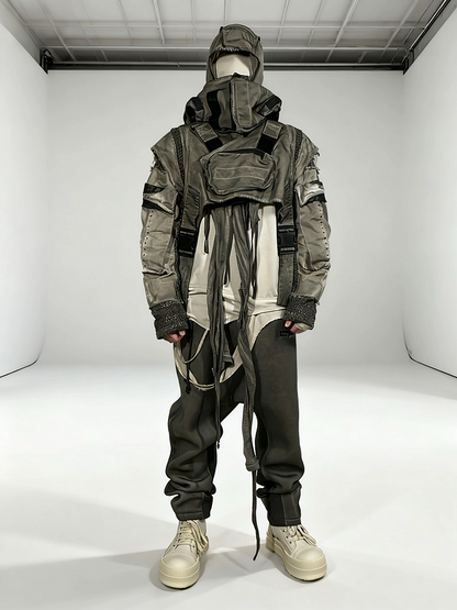 Deconstructed Detachable Hooded Short Jacket WN21999
