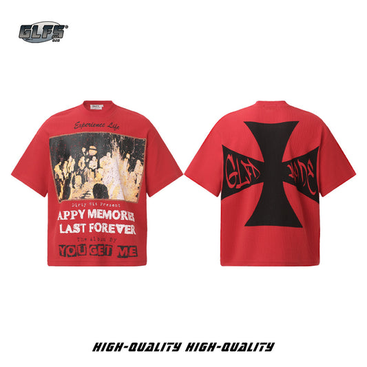 Cross Portrait Print Short Sleeve T-Shirt WN26597