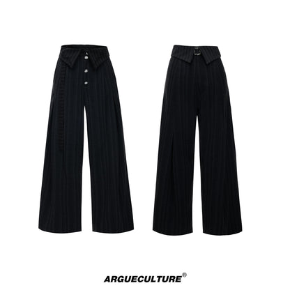 High-Waist Stripe Ribbon Wide Leg Pants WN27013