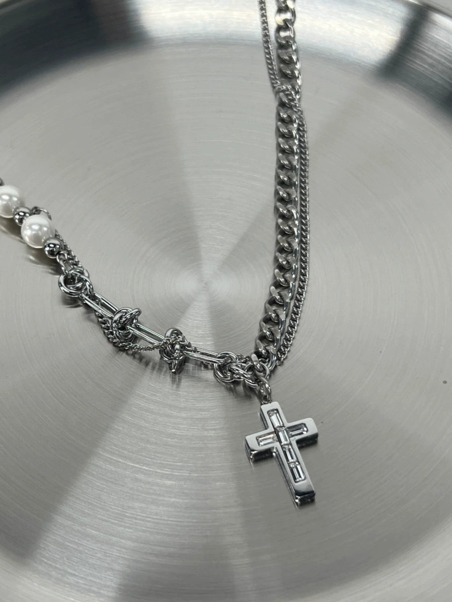 Cross Pendant Titanium Steel Necklace WN19219