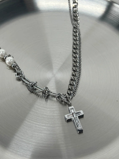 Cross Pendant Titanium Steel Necklace WN19219