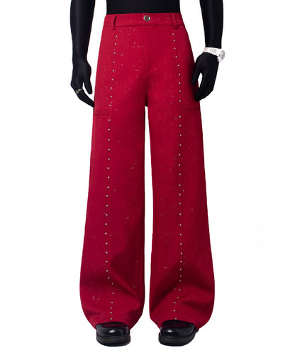 Studs Decor Buckle Short Jacket & Studs Decor Flare Trousers Setup WN23667