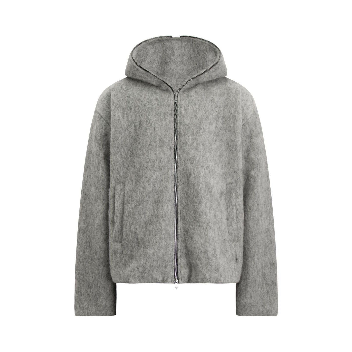 Wool Blend Zipper Knit Hooded Cardigan WN23588