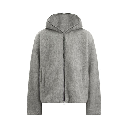 Wool Blend Zipper Knit Hooded Cardigan WN23588