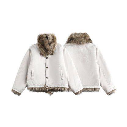 Front Button Fake Fur Collar Puffer Jacket WN21905