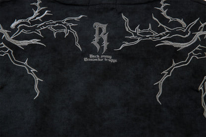 Embroidery Suede Design Oversize Short Sleeve T-Shirt WN15080