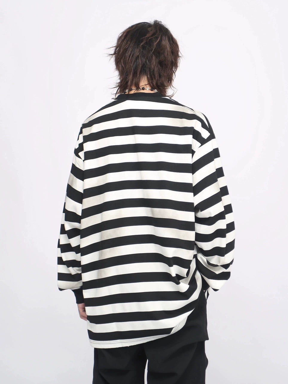 Oversize Striped Long Sleeve T-shirt WN8402