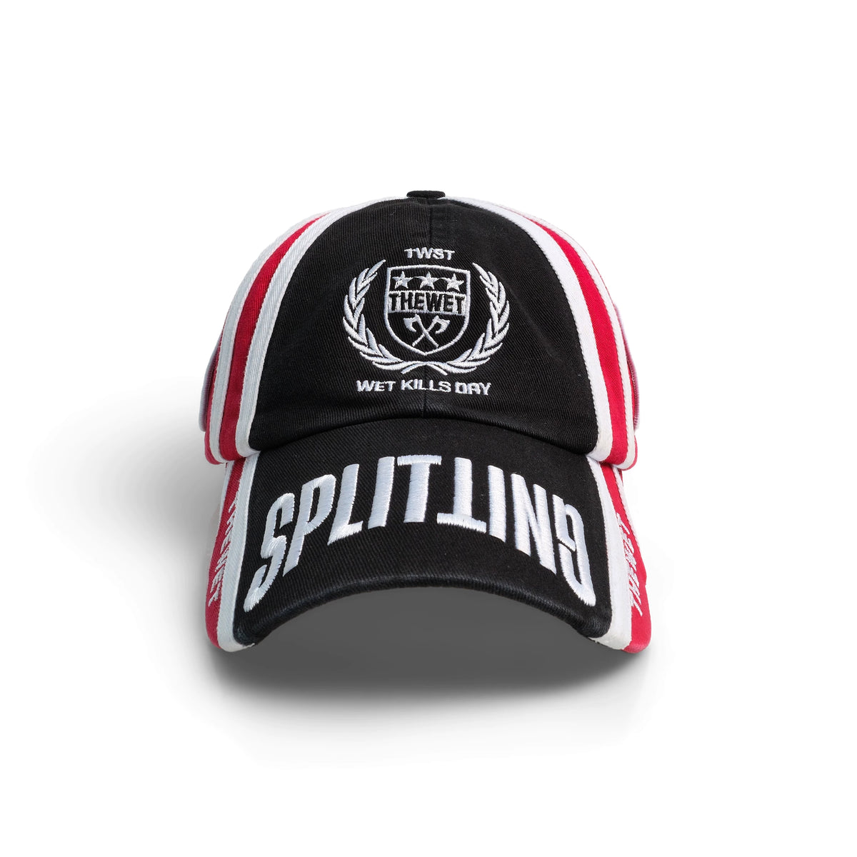 WN26654 THEWET American vintage letter embroidery black and red patchwork baseball cap stripes unisex style WN26654