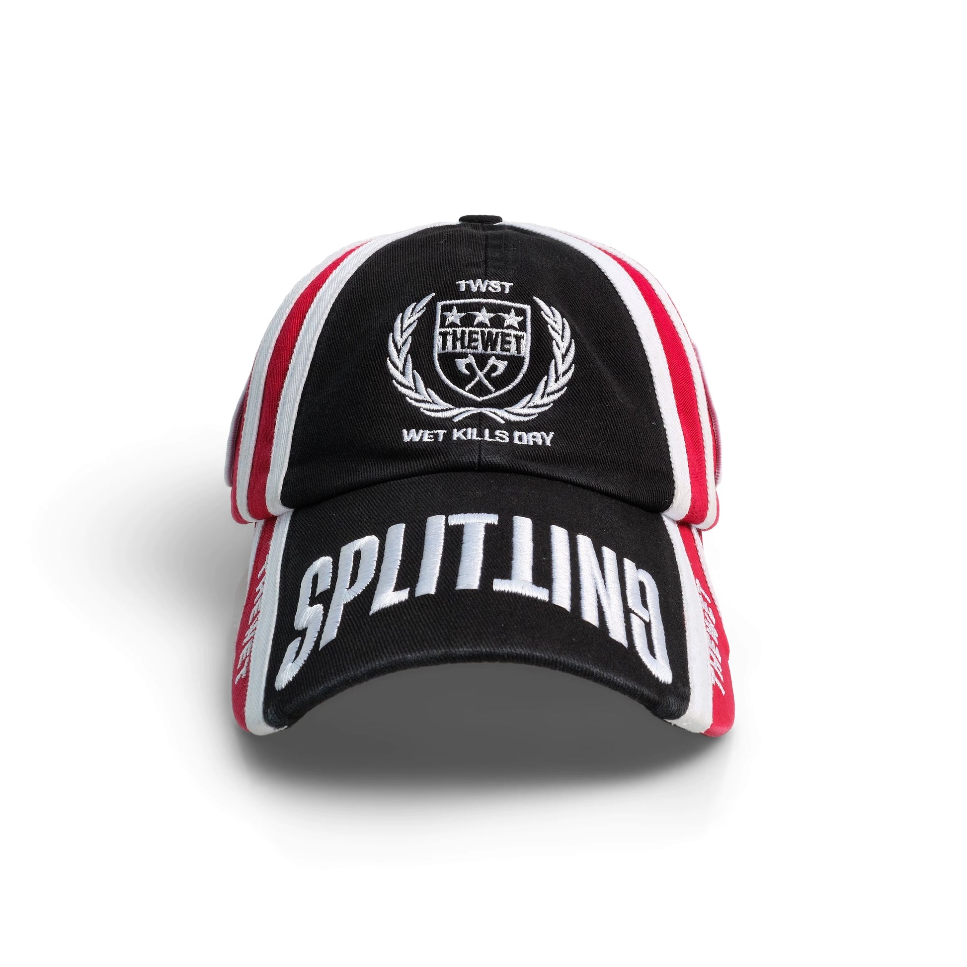 WN26654 THEWET American vintage letter embroidery black and red patchwork baseball cap stripes unisex style WN26654