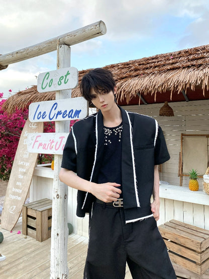 Fringe Design Short Jacket & Flare Pants Setup WN20740