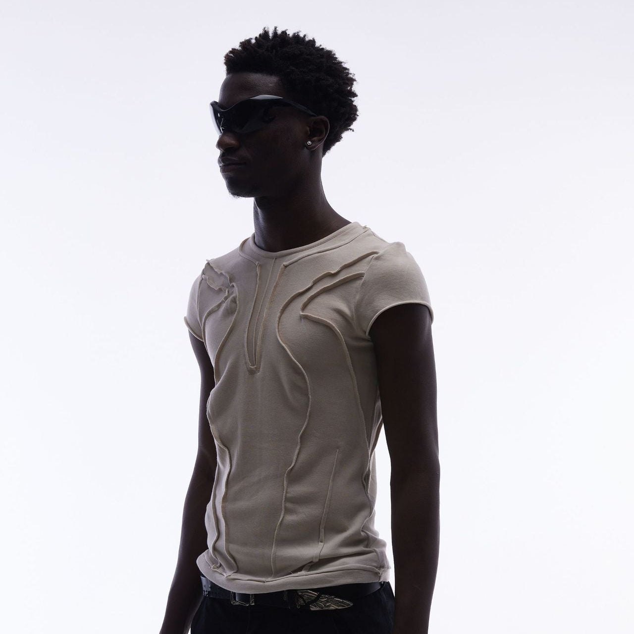 Washed Deconstruction Layered Short Sleeve T-Shirt WN25810