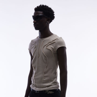 Washed Deconstruction Layered Short Sleeve T-Shirt WN25810