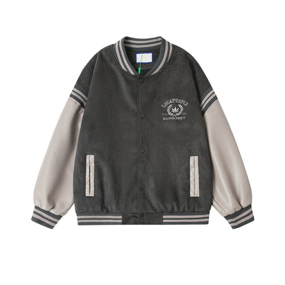 Suede Embroidery Baseball Jacket WN4710