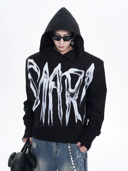 Letter Graffiti Design Shoulder-pad Hoodie WN8061