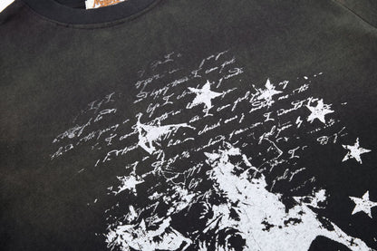 Washed Graphic Letter Print Short Sleeve T-Shirt WN25452