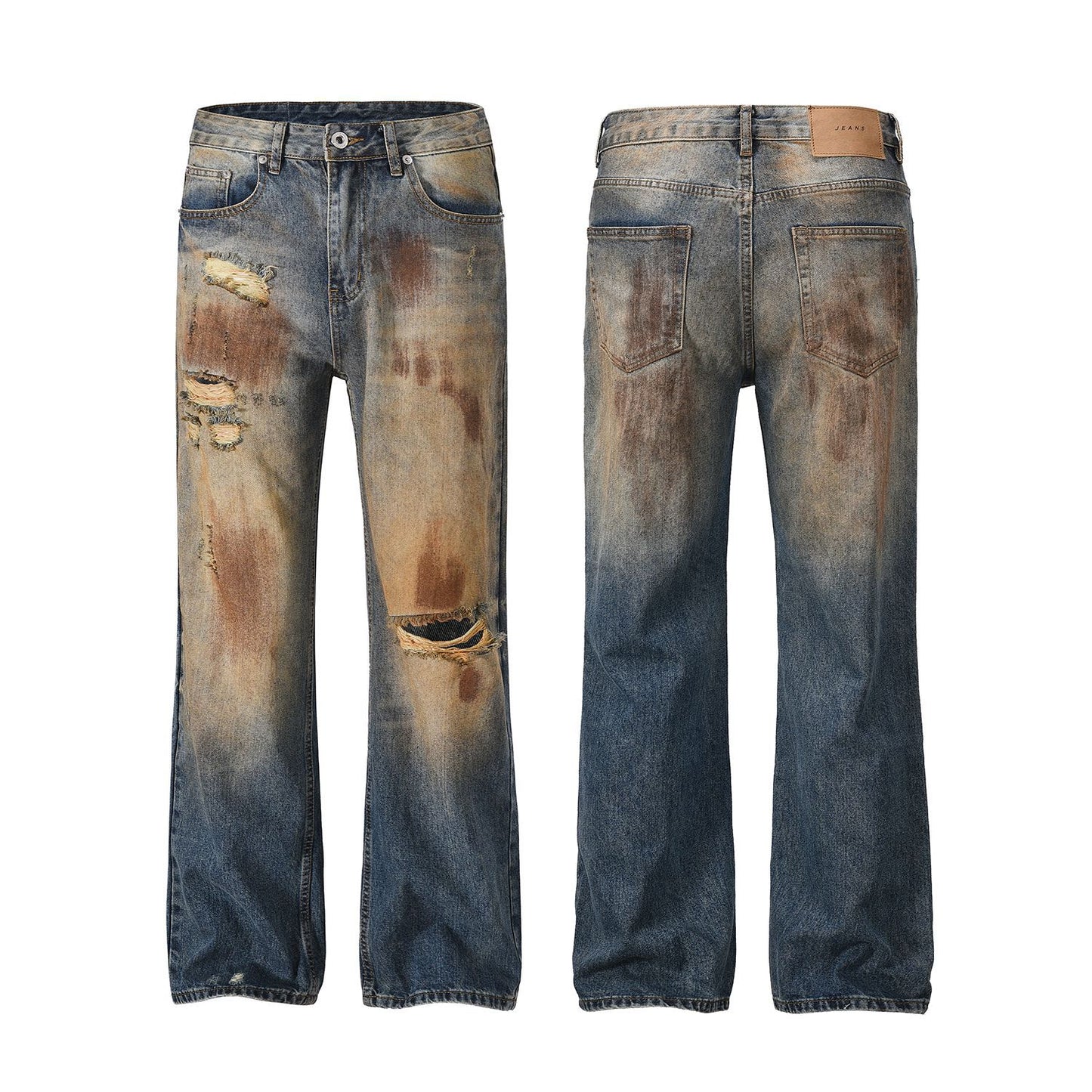 Paint Damage Straight Denim Jeans WN25935