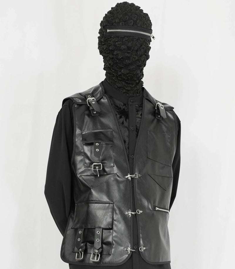 Studs Design PU Leather Short Vest Jacket WN20145