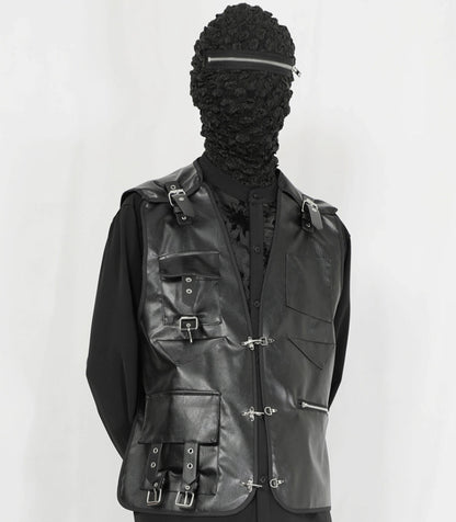 Studs Design PU Leather Short Vest Jacket WN20145