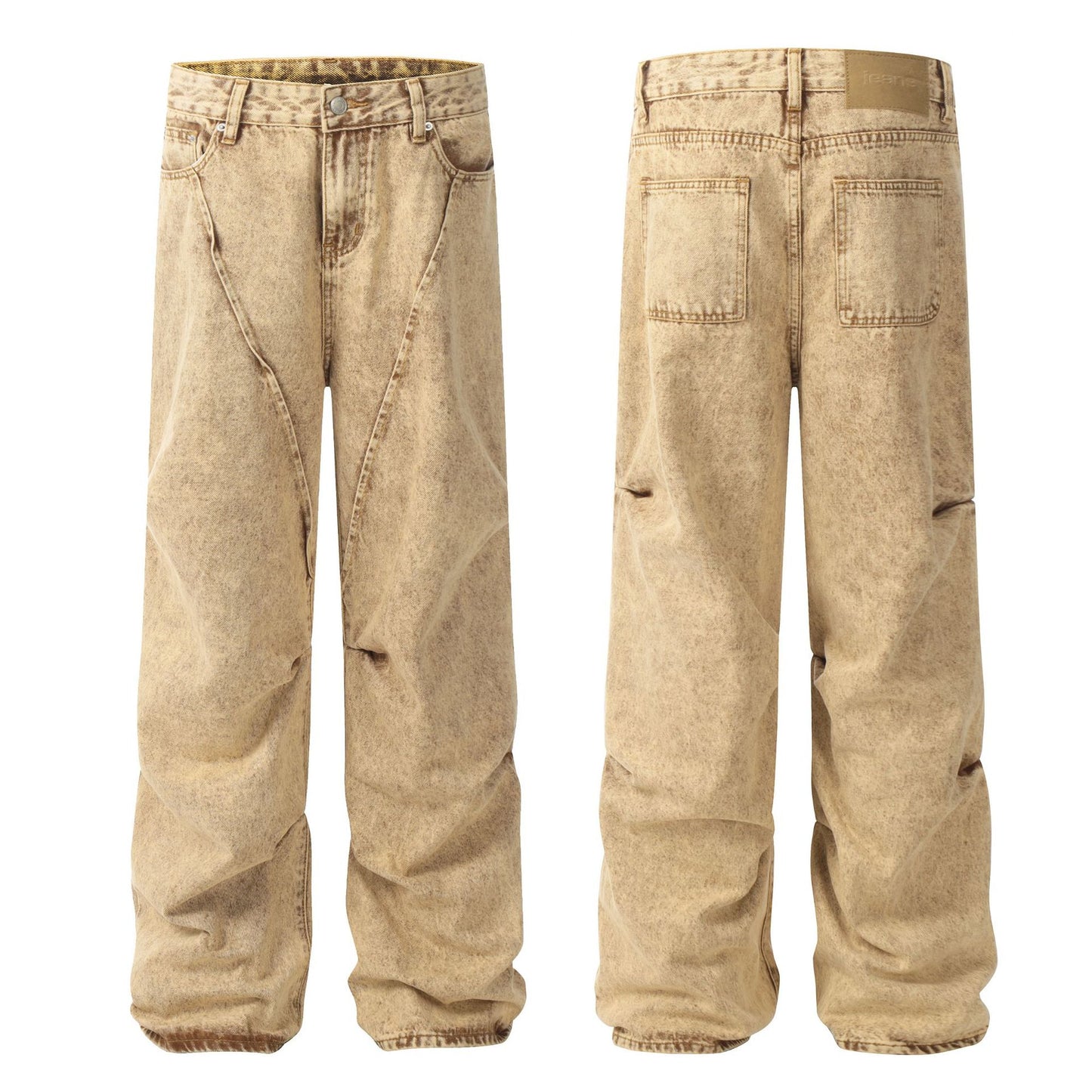 Washed Curved Wide Leg Denim Jeans WN26000