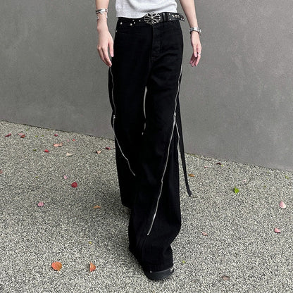 Zipper Strap Straight Pants WN25039