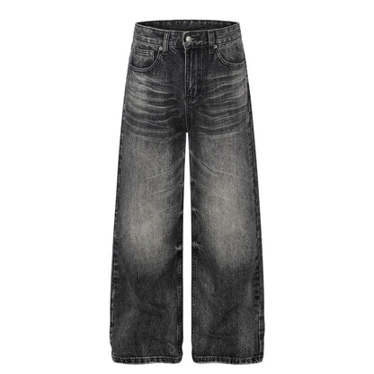 Washed Whisker Wide Leg Denim Jeans WN26106