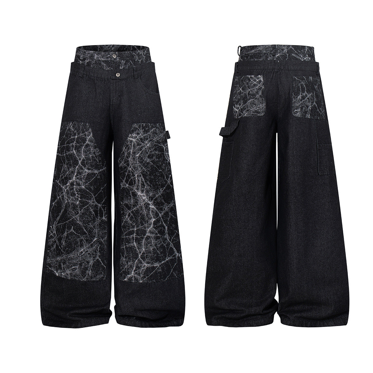 Heavy Wash Workwear Wide Leg Denim Jeans WN25653