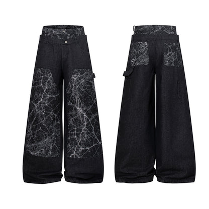 Heavy Wash Workwear Wide Leg Denim Jeans WN25653