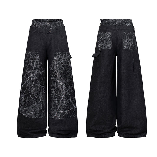 Heavy Wash Workwear Wide Leg Denim Jeans WN25653