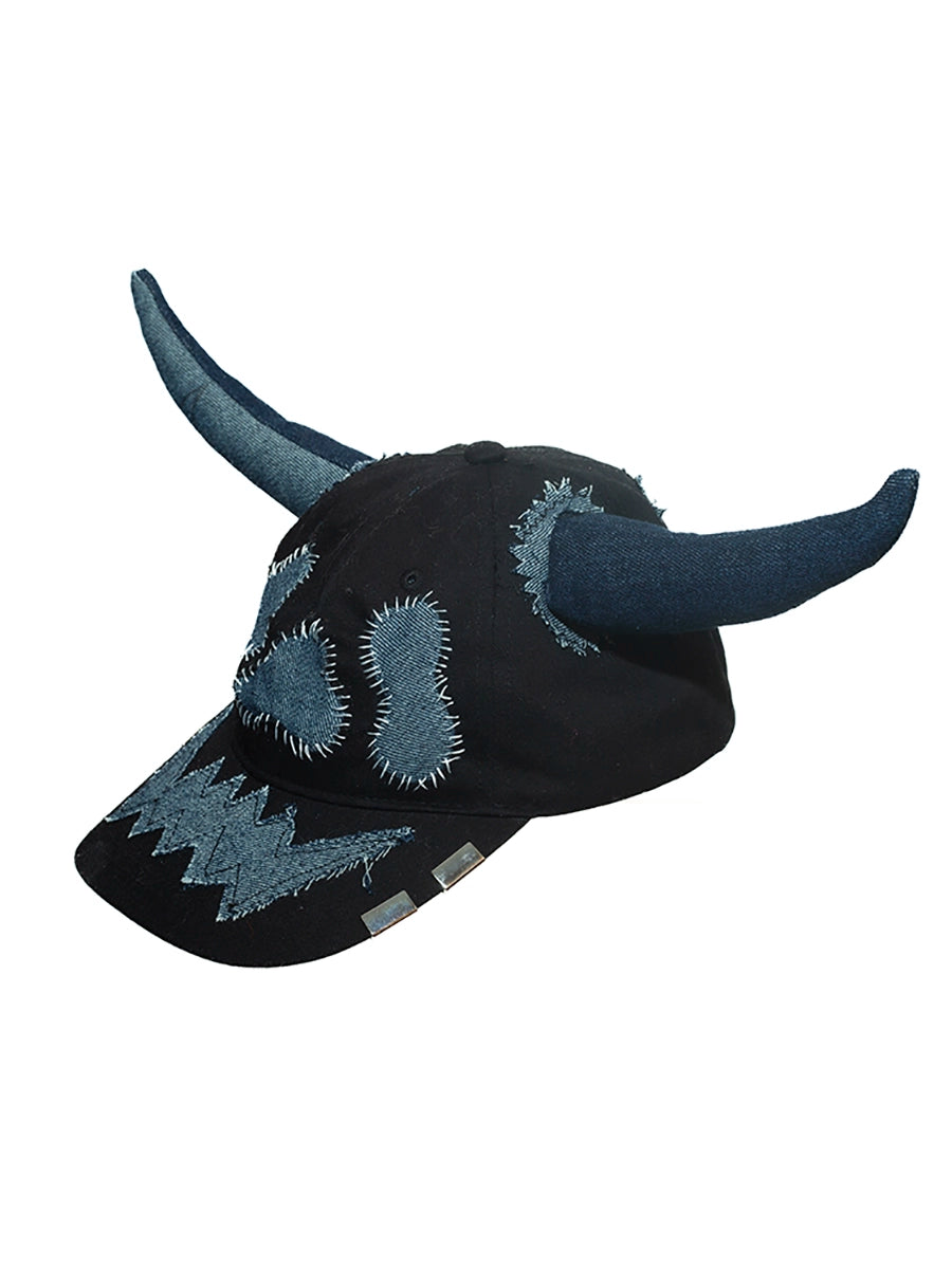 Horn Patchwork Curved-Brim Cap WN21093