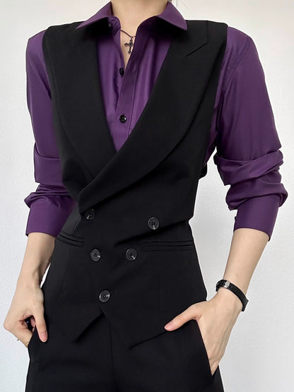Button Up Tailored Vest WN19628