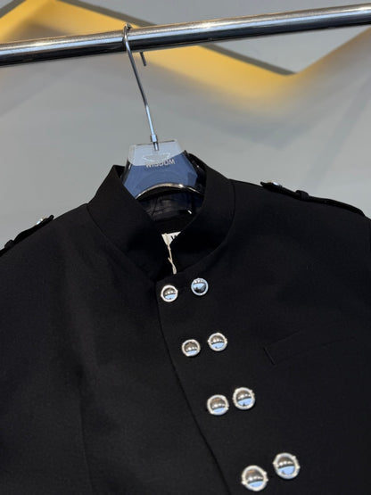 Stand Neck Double-Breasted Metal Button Short Jacket WN27889