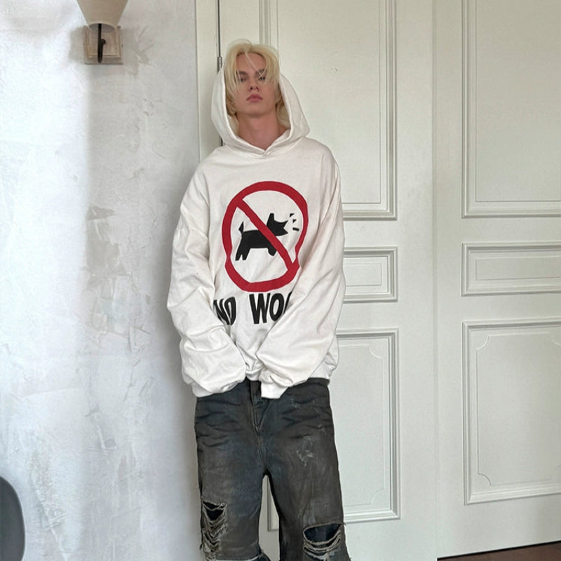 Letter Print Fleece Lining Oversize Hoodie WN21325