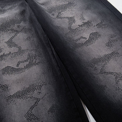 Washed Tribal Fade Wide Leg Denim Jeans WN25450