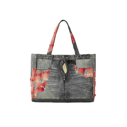 Floral Damage Denim Tote Bag WN23209