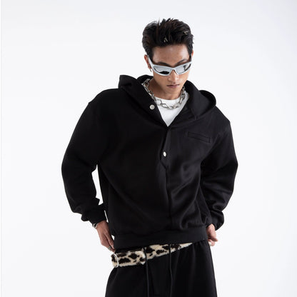 Multi-Button Zipper Hoodie & Wide Leg Sweatpants Setup WN20645
