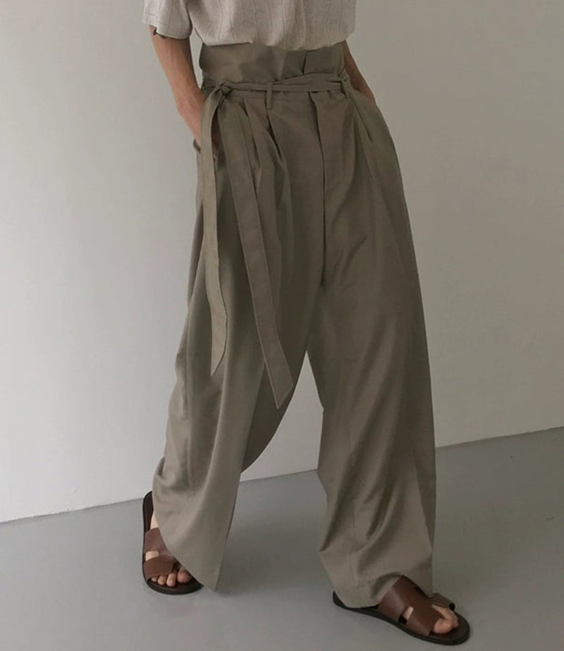 High Waist Belted Wide Leg Trousers WN21582