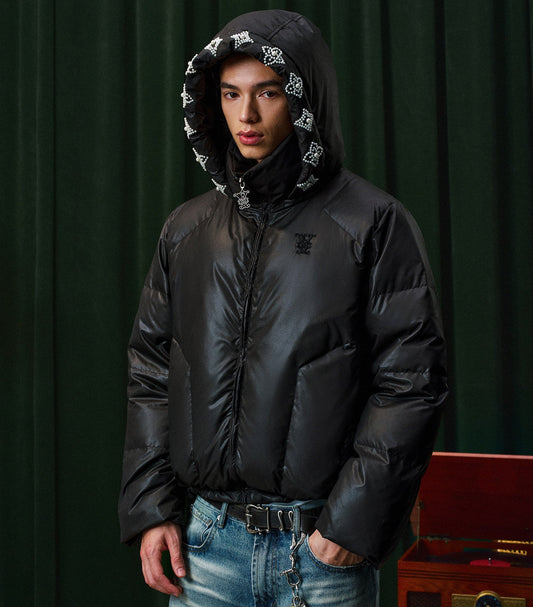 Detachable Hood Beaded White Duck Down Jacket WN23199