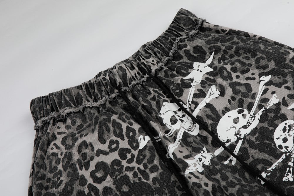 Leopard Graphic Wide Leg Pants WN28081